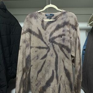 Ralph Lauren Taupe Tie-Dye Knit Sweater